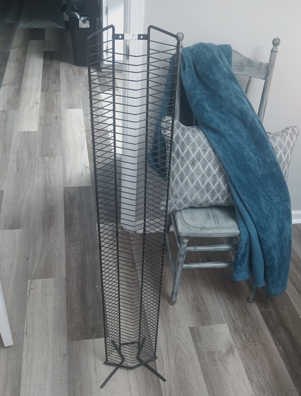 Black Metal Vertical CD/DVD Tower 48" Rack -